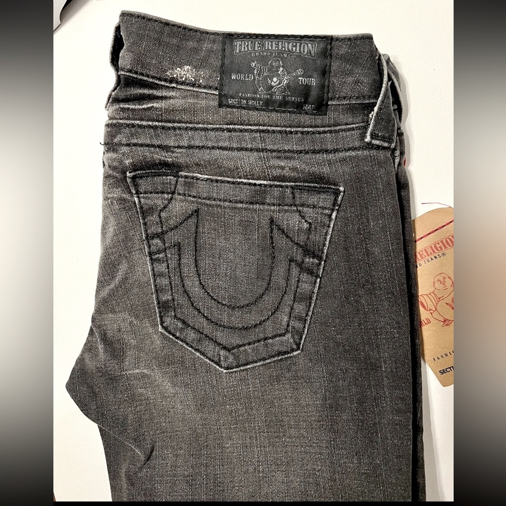 NWT True Religion Womens Sz 29 Designer Petite Denim Skinny Jeans Black Short